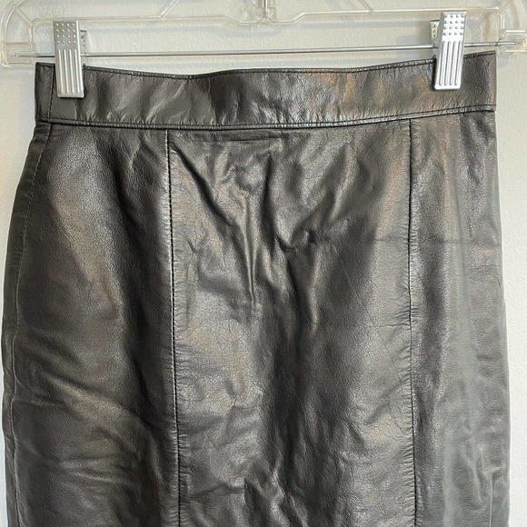 Vintage Rafferty Womens Leather Pencil Skirt Size 5/6 Black High Waist S… - Picture 2 of 9